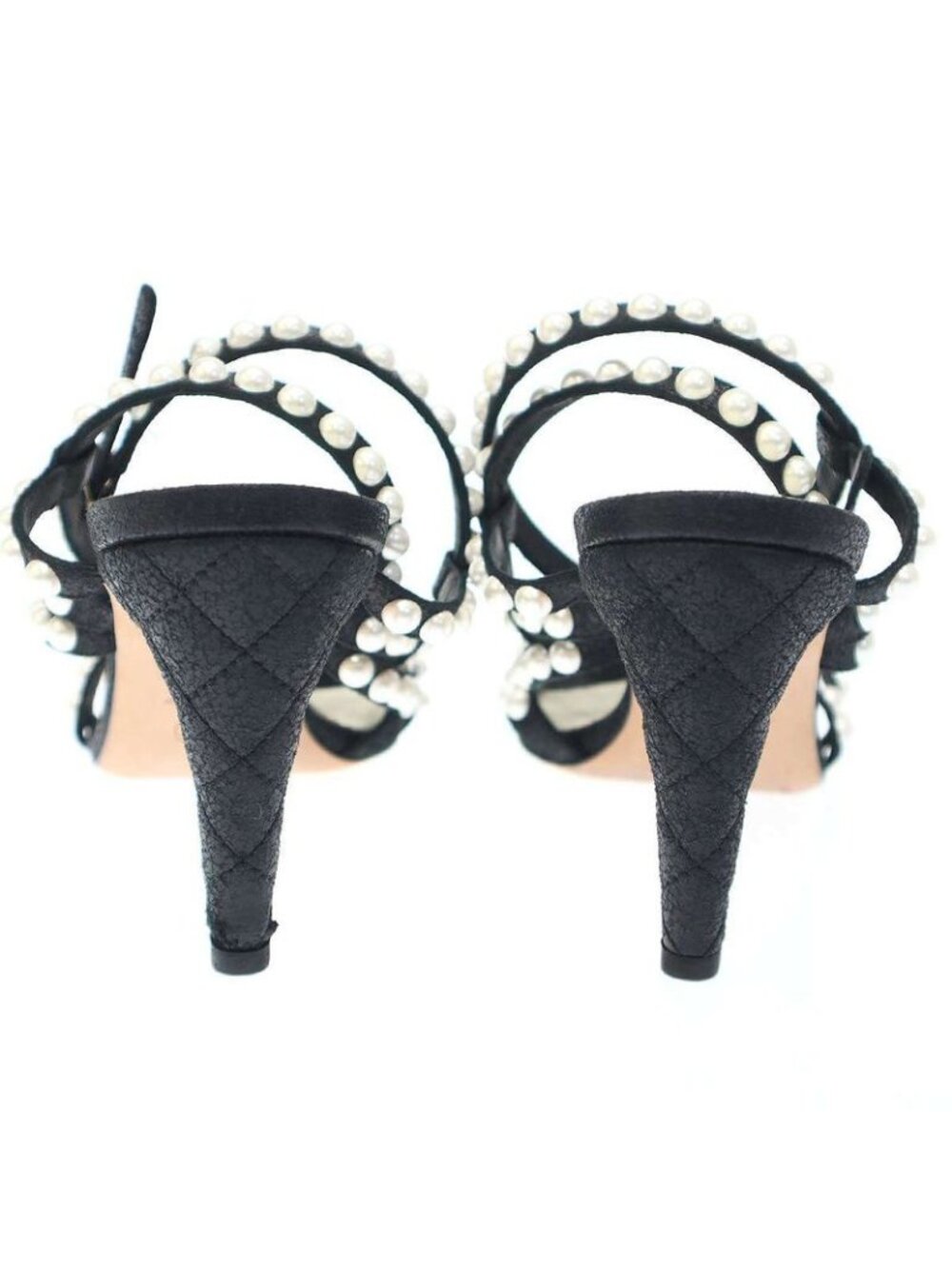 Chanel Multi-Strap Quilted Pearl Sandals Black 37 1 2 - Picture 3 of 10